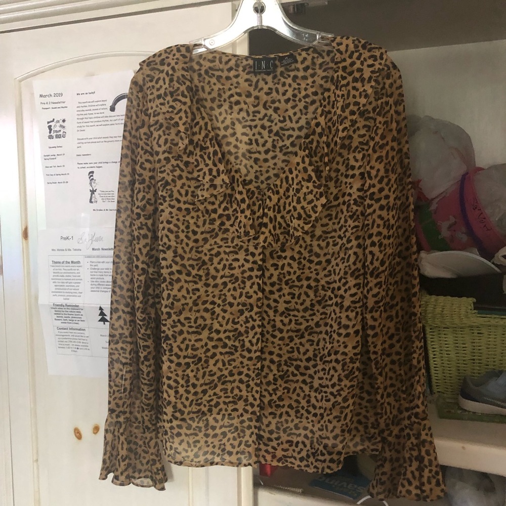 INC Sheer Leopard print shirt